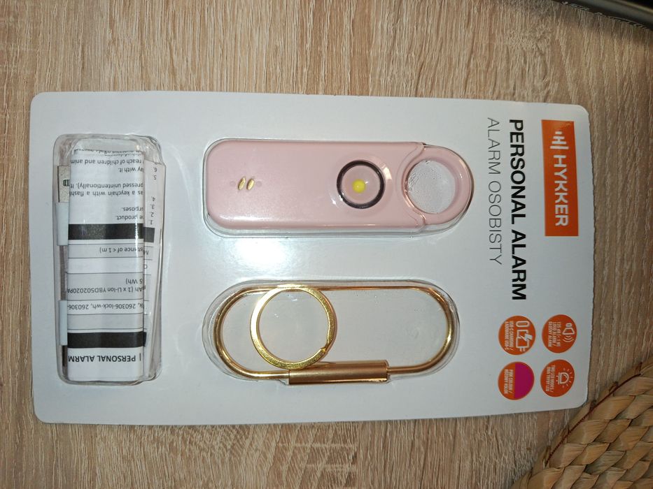 Alarm osobisty z brelokiem dźwięk i światło ostrzegawcze