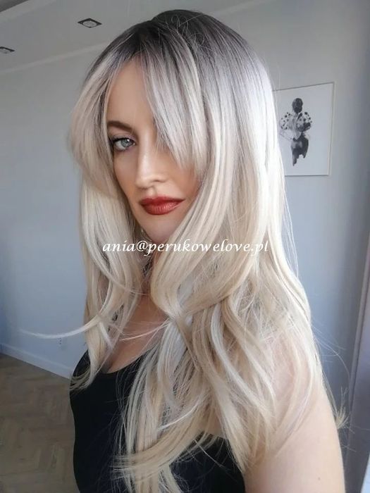 Peruka BLOND OMBRE refleksy stopniowana długie włosy jak naturalne