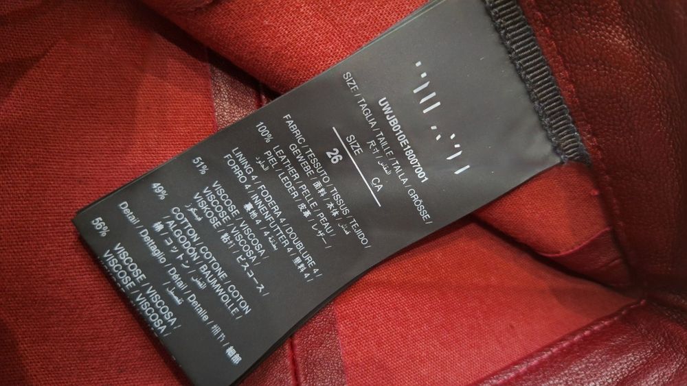 Balmain skórzane spodnie Burgund r. 26 XS