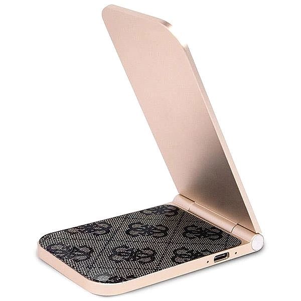 Ładowarka indukcyjna Guess 4G Pattern MagSafe składana 2w1/15W - brązo