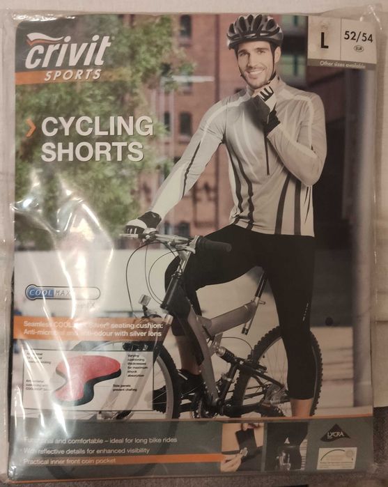 Spodnie rowerowe męskie Crivit rozmiar L 52/54 wkładka COOLMAX