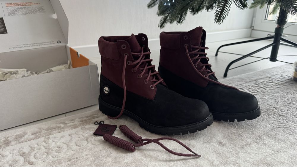 Черевики Timberland Premium 6 in lace Waterproof Black/Burgundi 29.5см