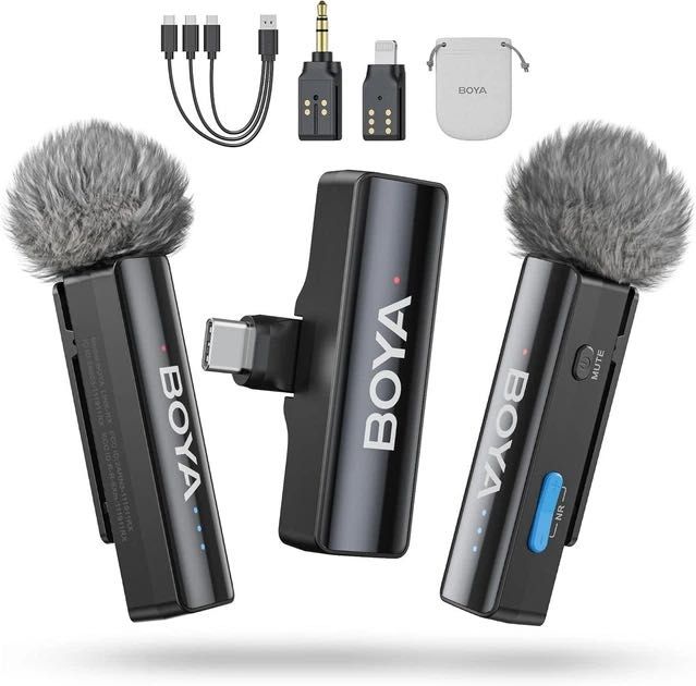 Петличний мікрофон (2 шт.) BOYALINK A2 (Type-C + Lightning+TRS 3,5 mm) для iPhone/ Android/відеокамери jack 3,5 мм професійний