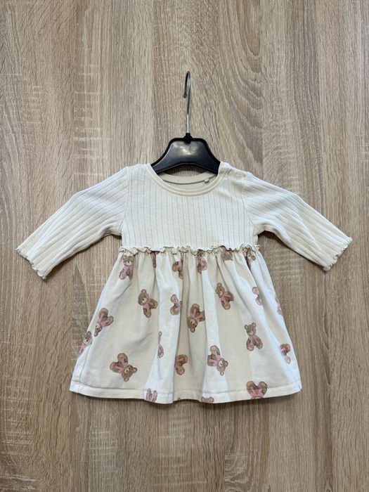 Сукня бежева з ведмедиками, бавовна, Next, для дівчинки до 1 міс.