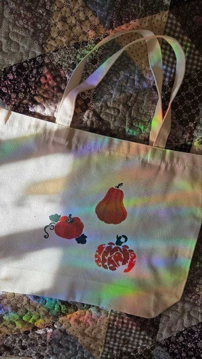 Hand-Painted Halloween Cotton Tote Bag