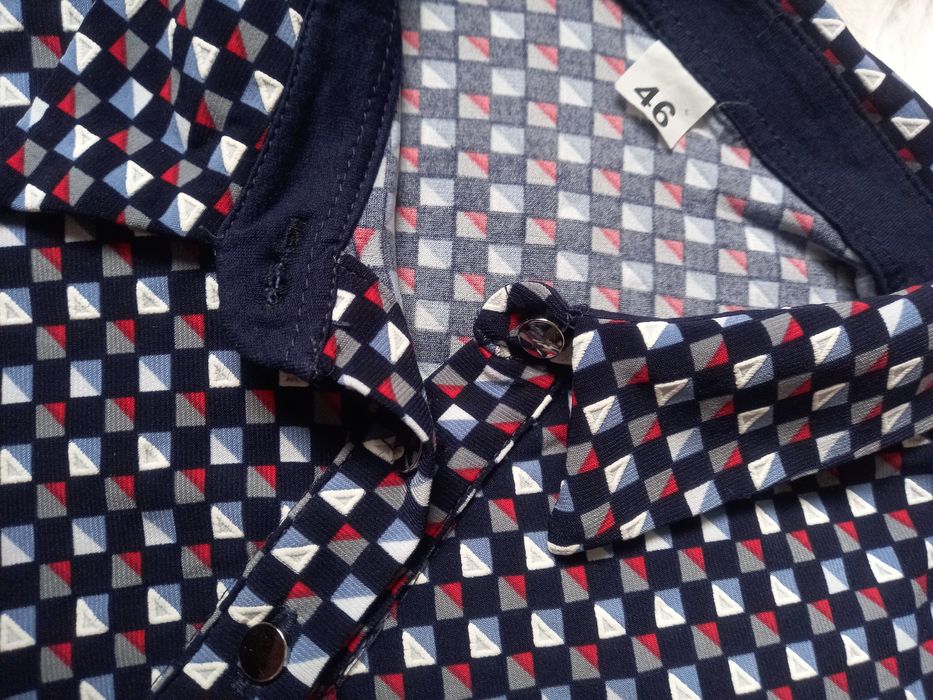 Bluzka koszula z długim rękawem PRL Vintage kratka roz M L 38 , 40