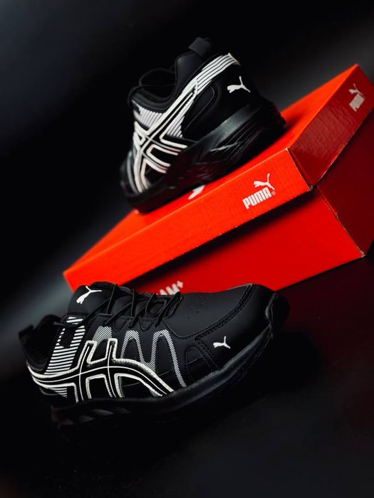 Мужские кроссовки пума черные стильные красовки puma black