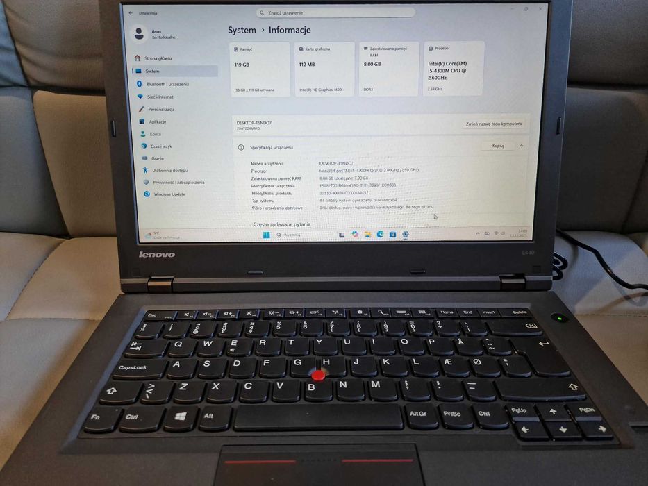 Lenovo ThinkPad L440 – laptop 14", Intel Core i5, 8 GB RAM, SSD 128 GB