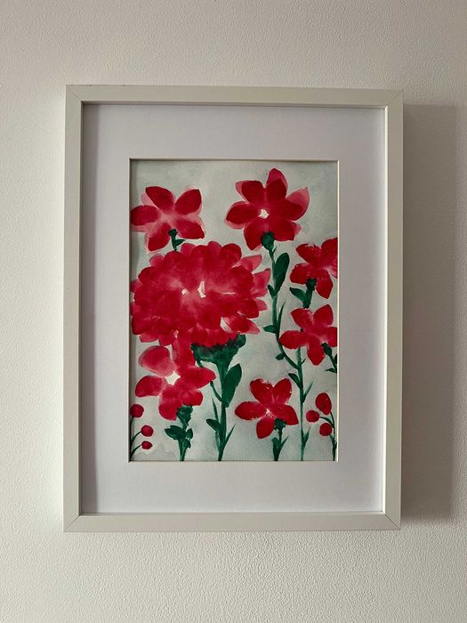 Pintura abstrata floral em aguarela