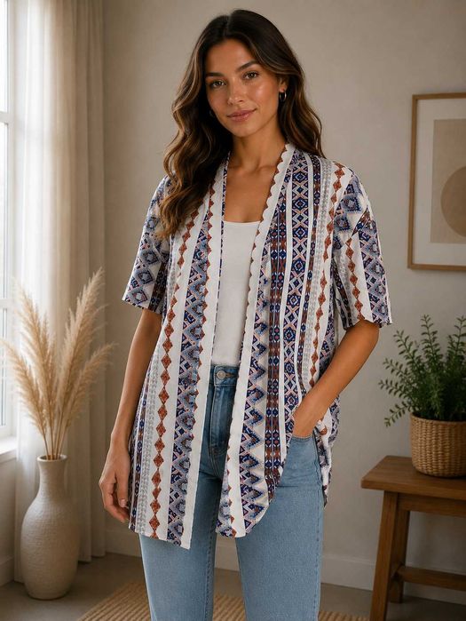 Narzutka Kimono Wzory Nowe Shein M 38 Boho Etno