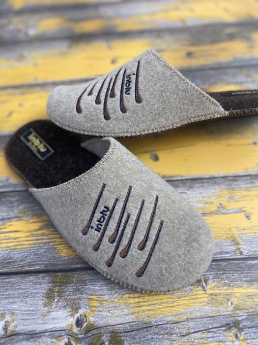 Капці чоловічі повстяні Inblu,бежеві и сині Тихий ход.