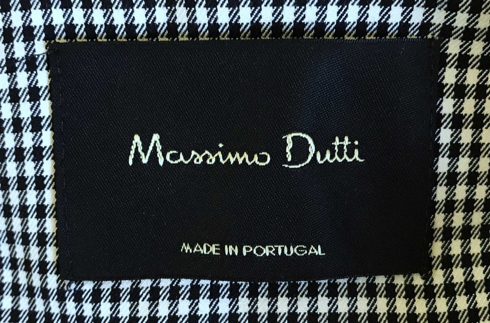 żakiet marynarka massimo dutti kratka vichy gingham biała granatowa 34