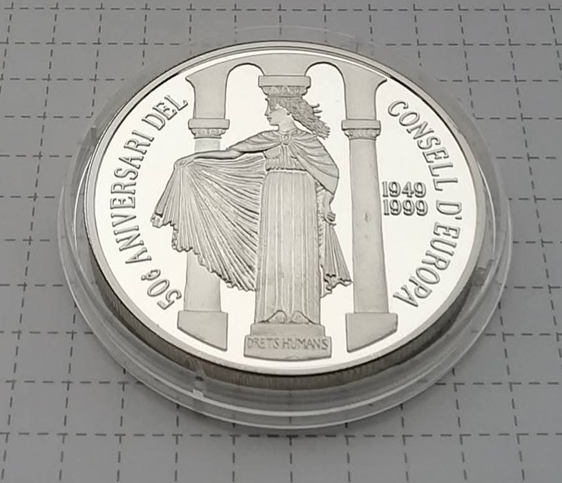 Андорра 10 дінерів 1999р. СРІБЛО. ПРУФ. 50р. - Європейська рада.