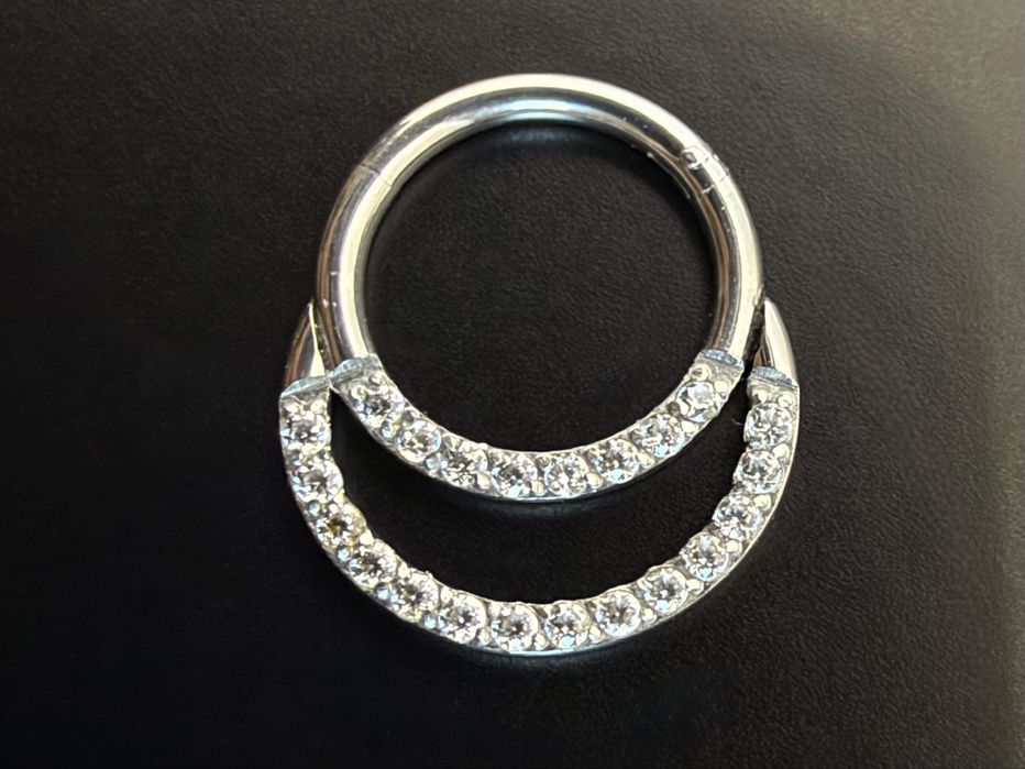 Kolczyk Kółko Stal Podwójne z Cyrkoniami Clicker 8 mm, 1,2 mm 16G