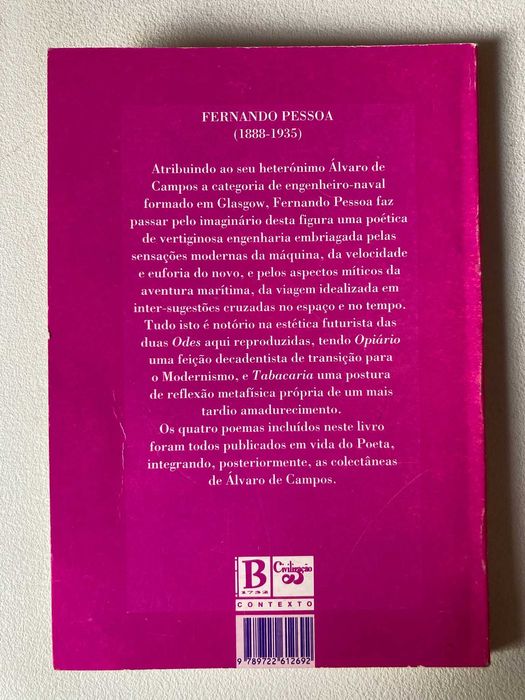 Opiário/Ode Triunfal/Ode Marítima/Tabacaria, de Álvaro de Campos