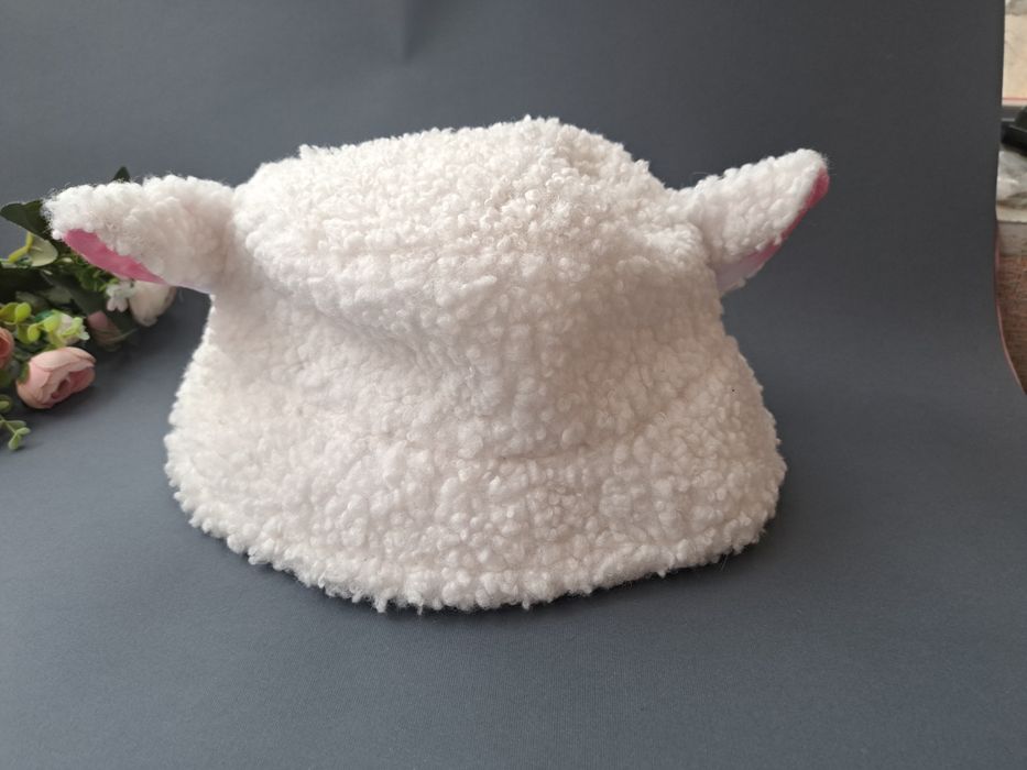 Женская детская шапка панама с ушками белая