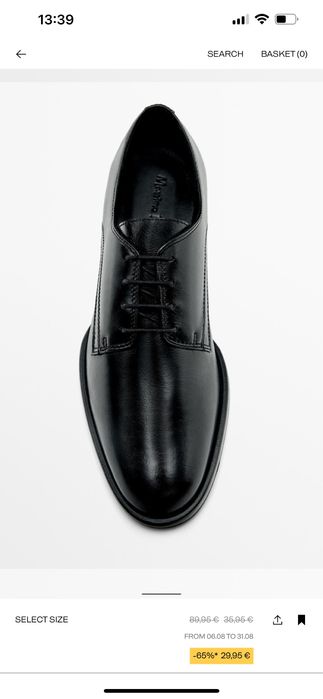 Шкіряні лакові massimo dutti 40 рр, 26 см туфлі дербі броги шнурівках