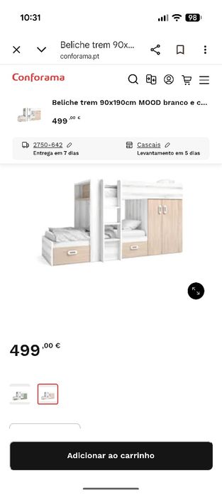Beliche com colchão