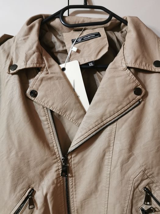 Kurtka skajka ekoskóra damska 40 L beżowa nowa W Collection