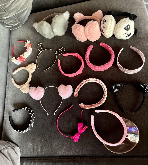 Opaska , serduszka , różowa