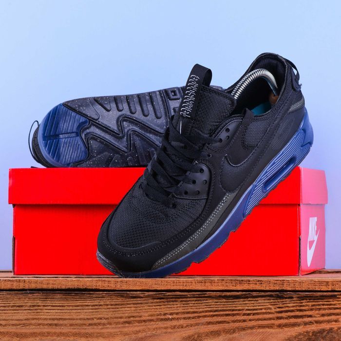 (2209) Акція! Кросівки Nike Air Max 90 чорні з синім (42-45) найк найки