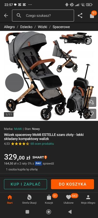 Nowy wózek spacerówka MoMi
