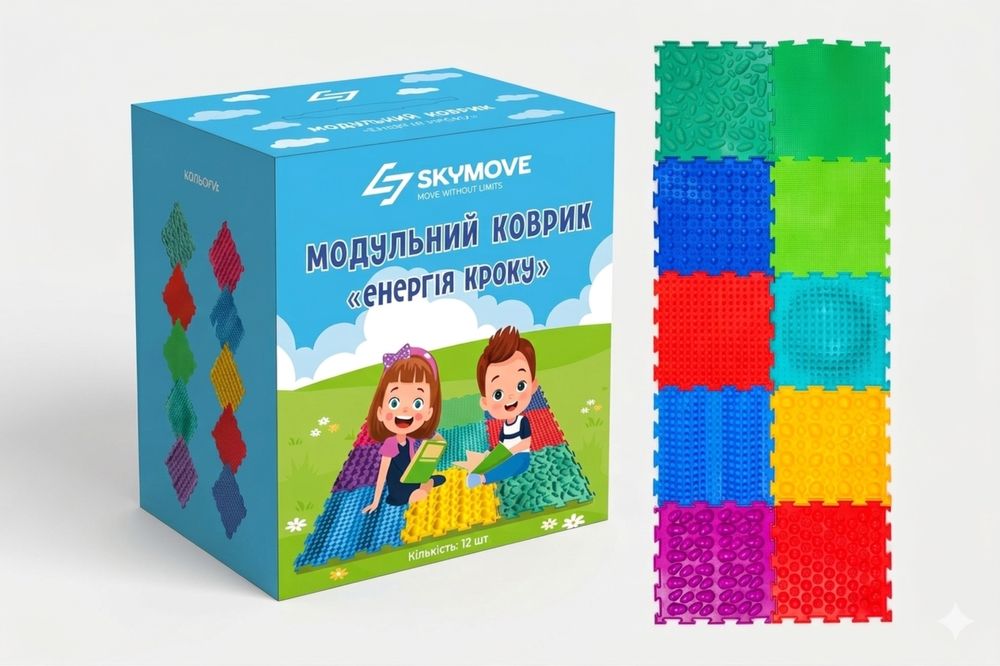 Масажний ортопедичний килимок-пазл SkyMove 4-10 модулів