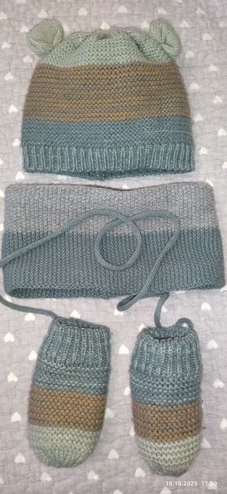 Набор шапка хомут снуд рукавички шапочка