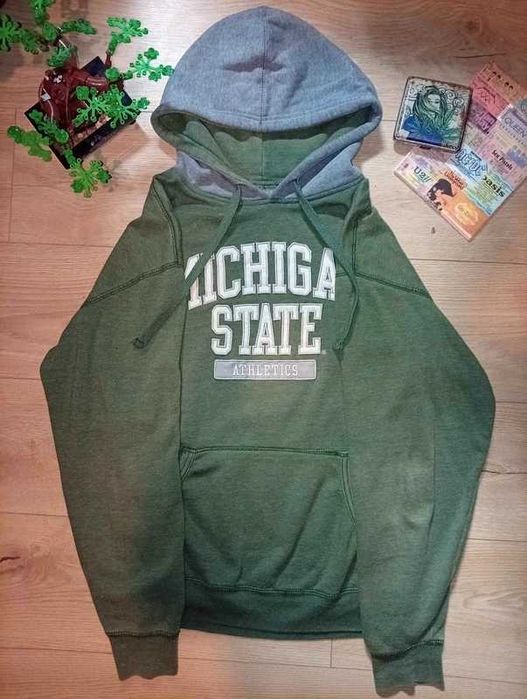 Zielona bluza z kapturem Michigan State Athletics | Vintage/Y2K