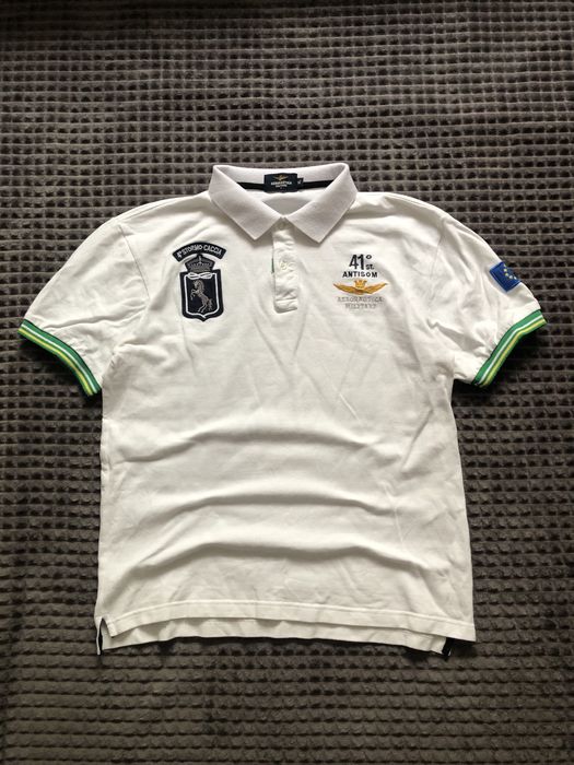 AERONAUTICA MILITARE (S) Polo мужская футболка белая поло с воротником