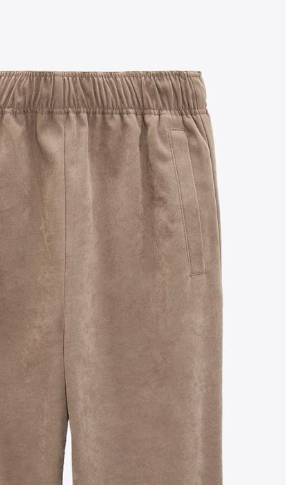 Zara spodnie sztuczny zamsz typu jogger z sieakami S 36 ściągacz camel