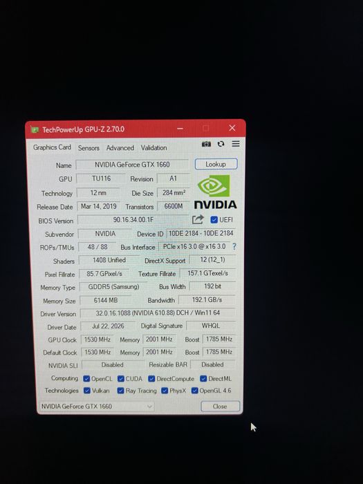 Karta Graficzna GTX GeForce 1660 6Gb Palit