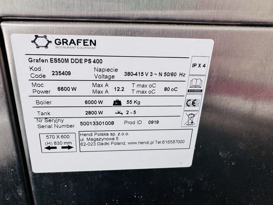 Zmywarka Gastronomicz profesional Grafen ES50M DDE PS400 mało używana