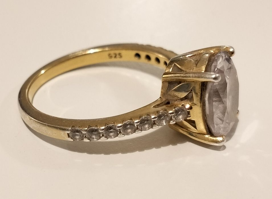 Pierścionek YES srebro pr.525 pozłacany z cyrkoniami