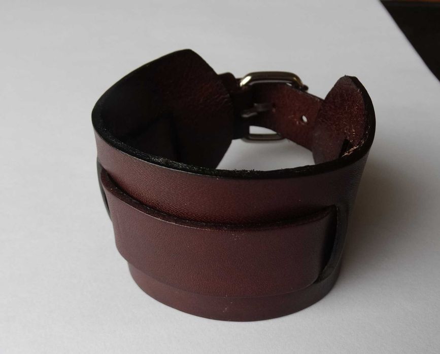 Skórzana bransoletka opaska na nadgarstek retro punk vintage męska