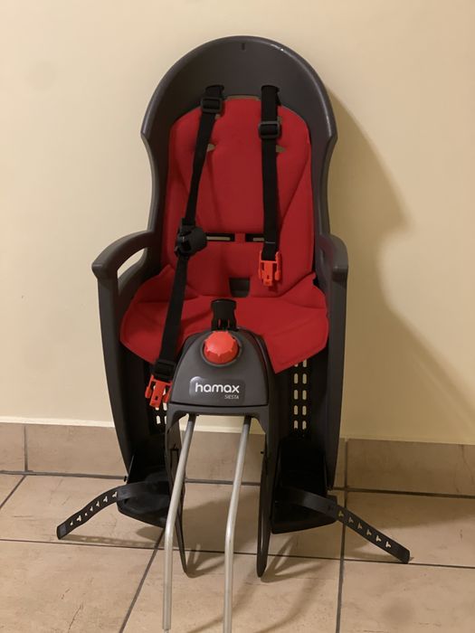 Fotelik rowerowy HAMAX Siesta Tylny Rura podsiodłowa 22kg Czerwono-czarny
