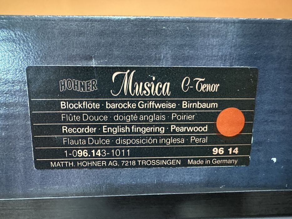 Flauta Madeira  Dulce Hohner Tenor C nova