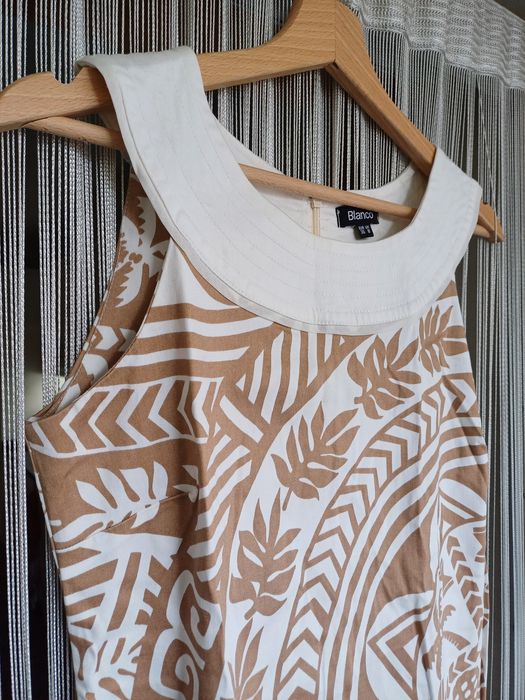Vestido da Blanco, branco e bege, com motivos geométricos (36)