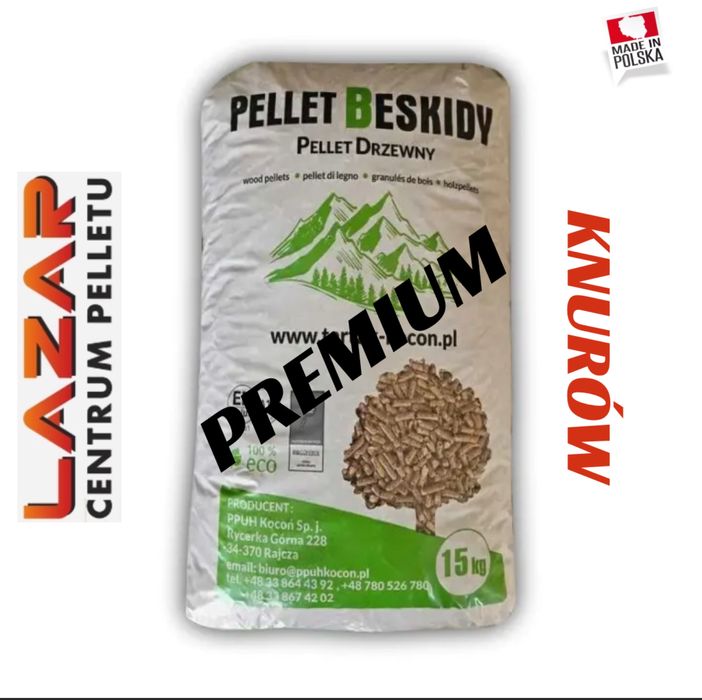 Pellet Drzewny A1 En Plus Certyfikowany 6 / 8mm Lazar Gliwice