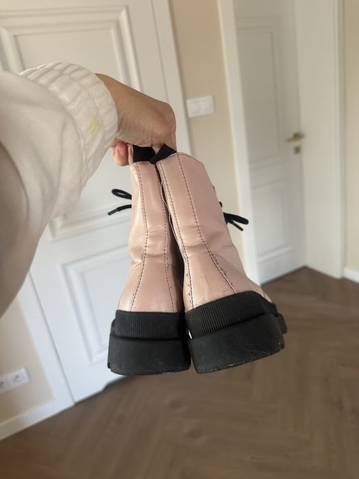 Buty workery czarna podeszwa trapery sztybletki botki wiazane