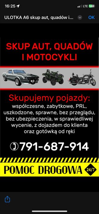 Skup Aut Złomowanie pojazdów, Pomoc drogowa