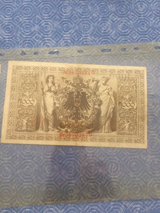 ALEMANHA Reichsba, 2 de 1000 Mark RARAS de 1910 selos Vermelhos em MBC