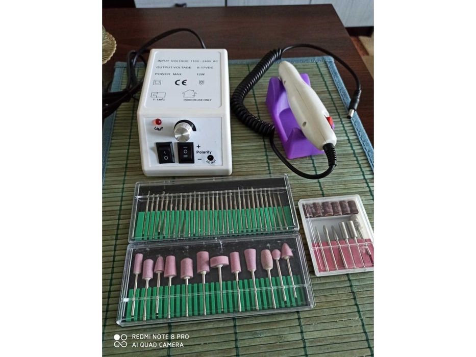 Duży Zestaw Profesjonalna Frezarka Do Paznokci Manicure Hybryd + Frezy