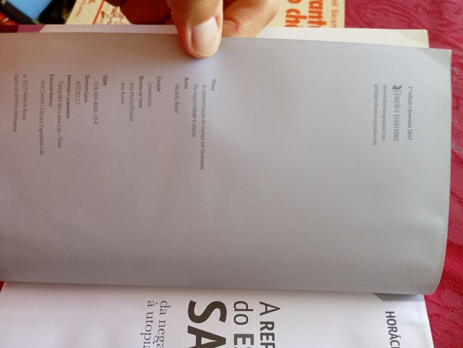 A representação do espaço em Saramago - Horacio Ruivo da negatividade a utopia- edições esgotadas- 1 edição -13E -Peça bebe de segurança 3E Desde 3E.