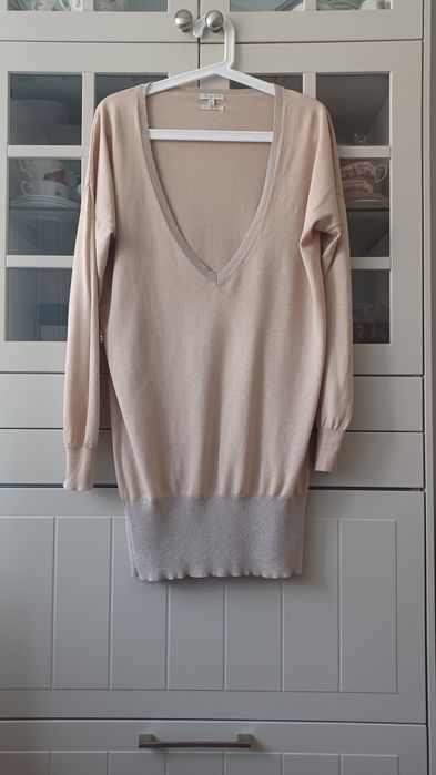 Długi Cienki Sweter 55% Jedwab Massimo Dutti  L