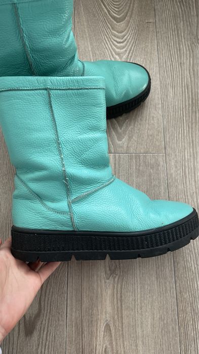 Бірюзові, зимові чоботи