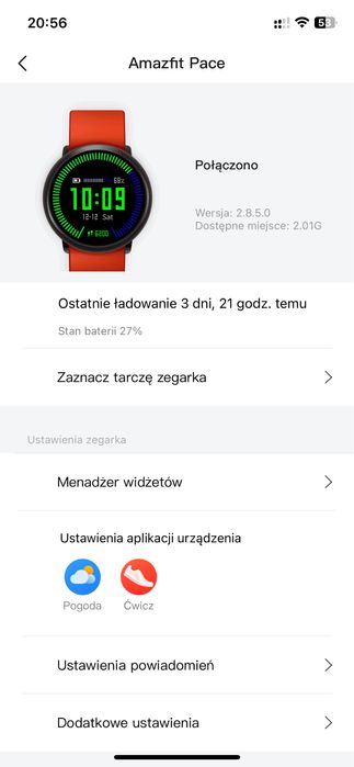 Smartwatch AMAZFIT Pace Czarny  inteligentny zegarek