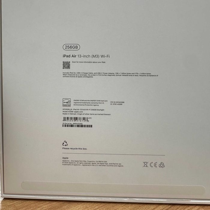 iPad Air 13” 2025 { M3 | 256gb | Wi-Fi } Новий . TR020426SV