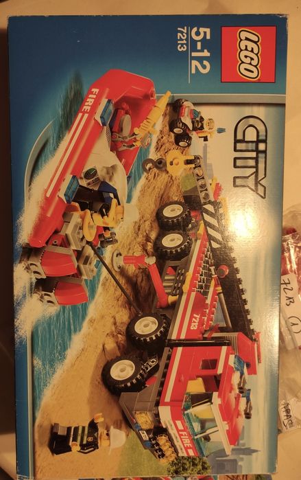 Lego 7213 + 7235 Terenowy wóz strażacki z łodzią + Motocykl policyjny