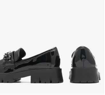 Czarne lakierowane loafersy dziewczęce, DeeZee, r.32/33 -